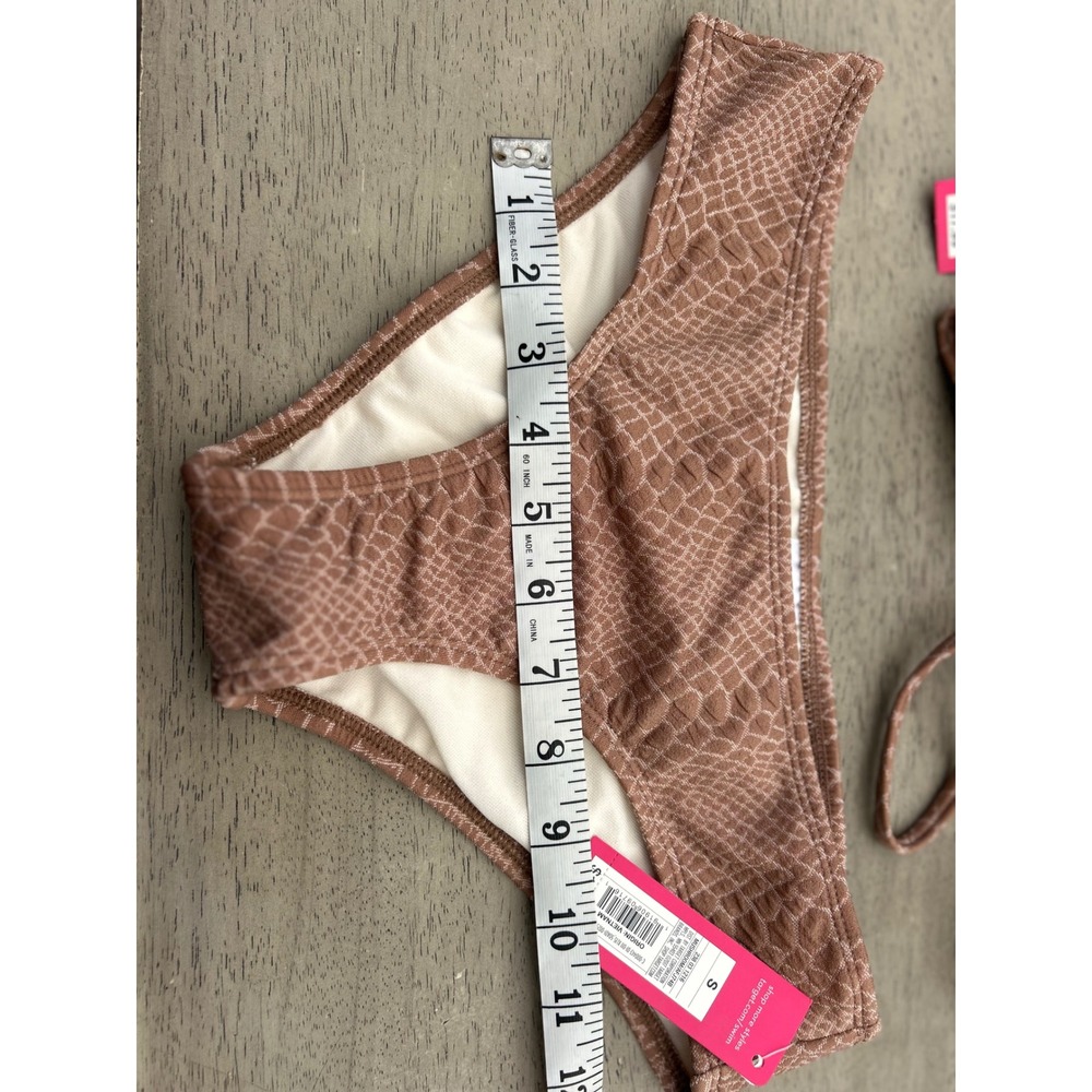 Xhilaration Snakeskin Bikini Set Mushroom Brown Y2K Animal Print NWT M/S - Picture 2 of 9